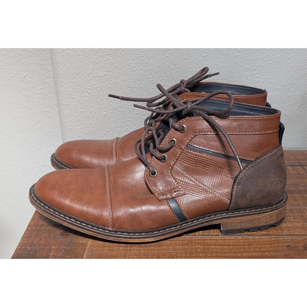 Mens Restoration Worth Vegan Leather Lace Up Dress Ankle Boots Brown Size 8